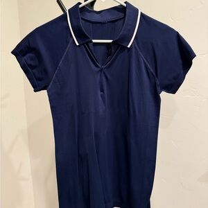 Athleta Golf Tennis Athletic Polo Collared Shirt Quarter Zip Navy Blue Size M